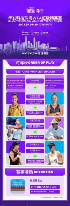 珠海WTA超级精英赛10月26日前瞻丨朱琳冲击四强席位